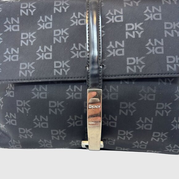 VINTAGE Y2K DKNY LOGO Baguette Bag Black Shoulder Bag Purse - Picture 4 of 8